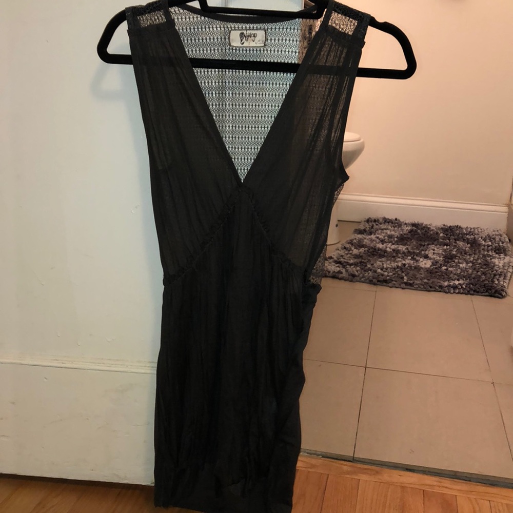 Nightcap grey sheer vneck tunic